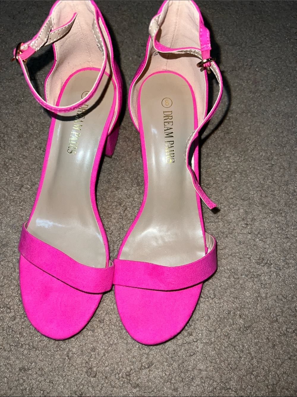 Dream Pairs Hot Pink Ankle-Strap Block Heels